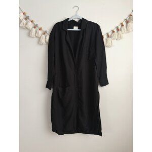 First Rite Linen Blend Black Longline Overcoat Cardigan Coastal Capsule Wardrobe
